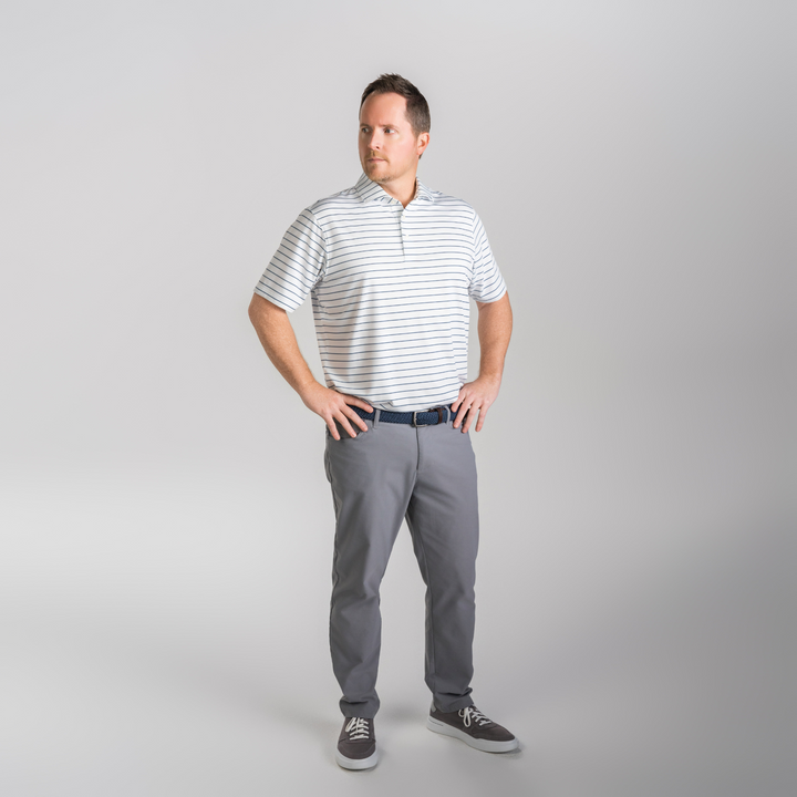 White Navy Coastal Weekend Polo