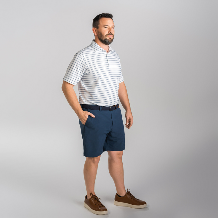 White Navy Coastal Weekend Polo
