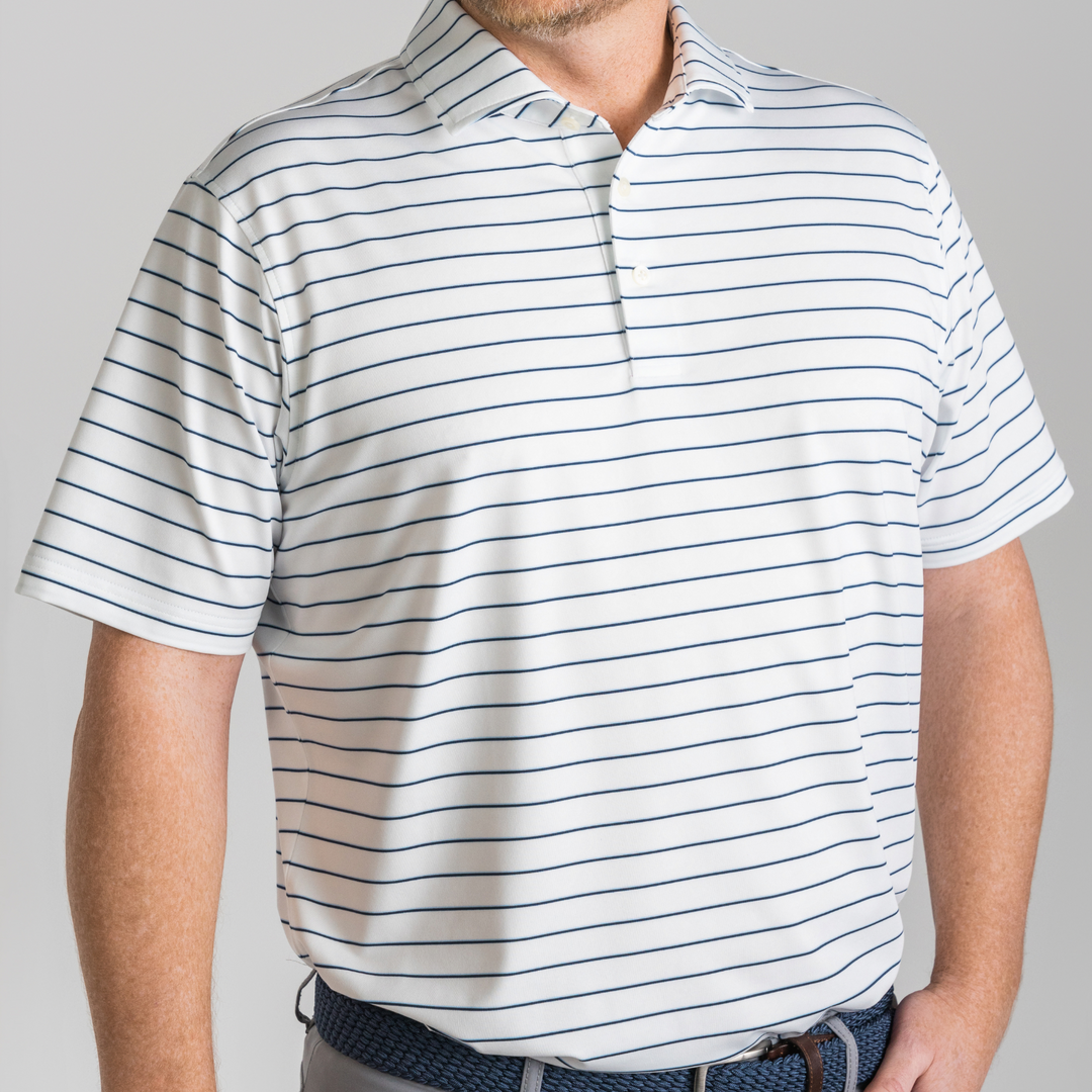 White Navy Coastal Weekend Polo