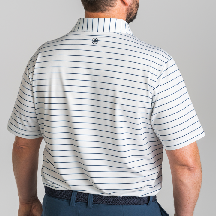White Navy Coastal Weekend Polo
