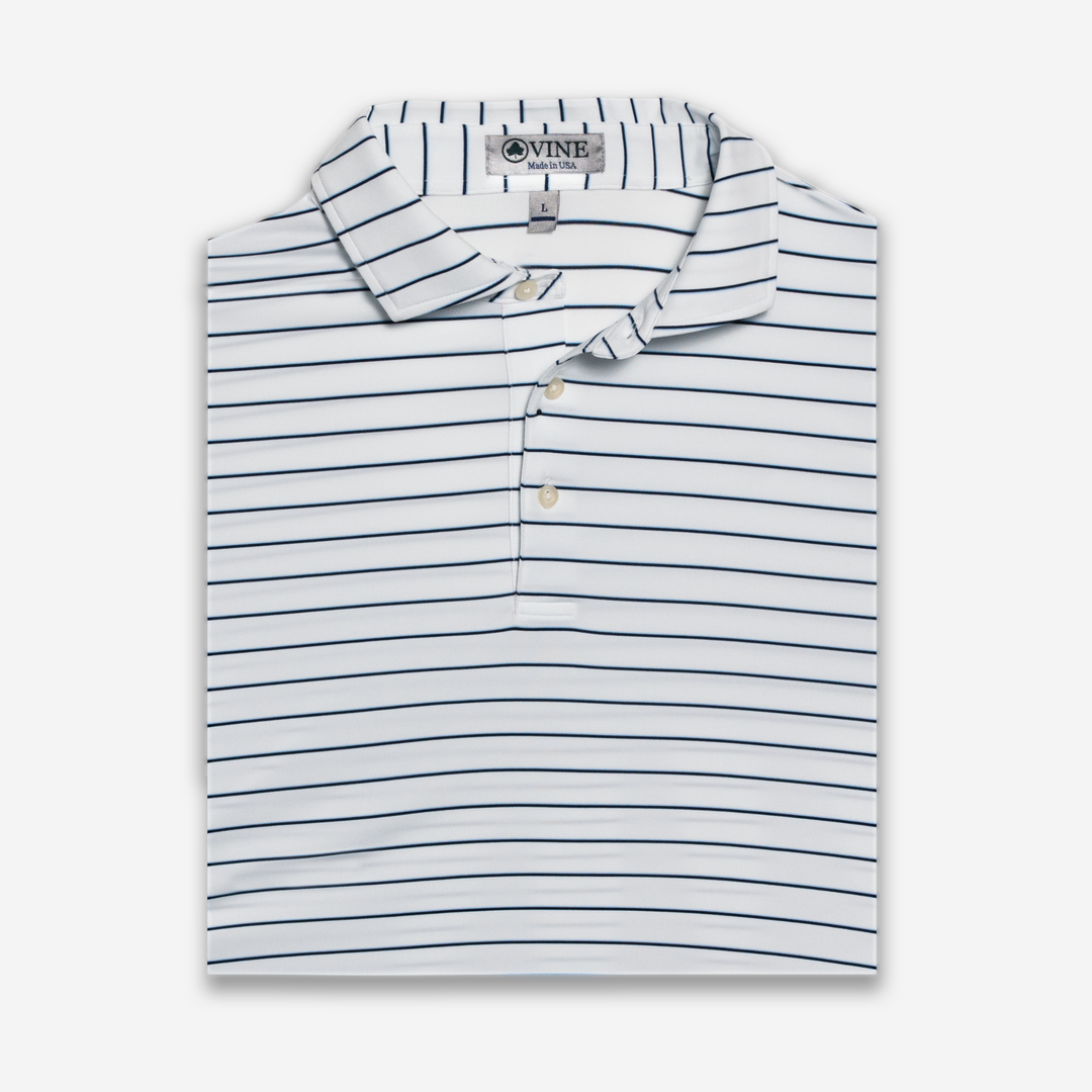 White Navy Coastal Weekend Polo